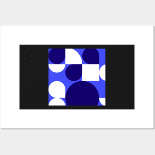 Retro Blue and White Pattern Posters and Art